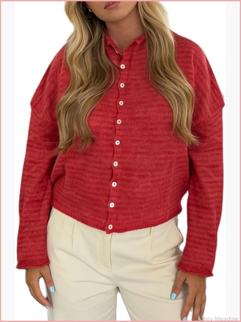 Striped Knit Cardigan Button Down Loose Fit Open Front Vintage Streetwear
